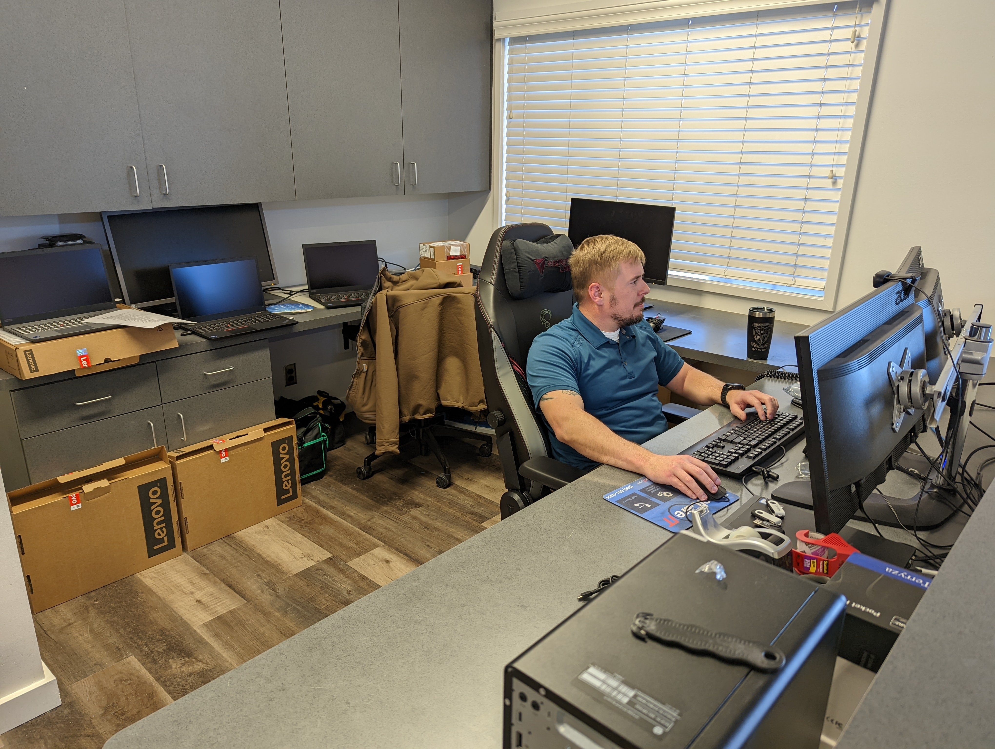 brad sitting at desk