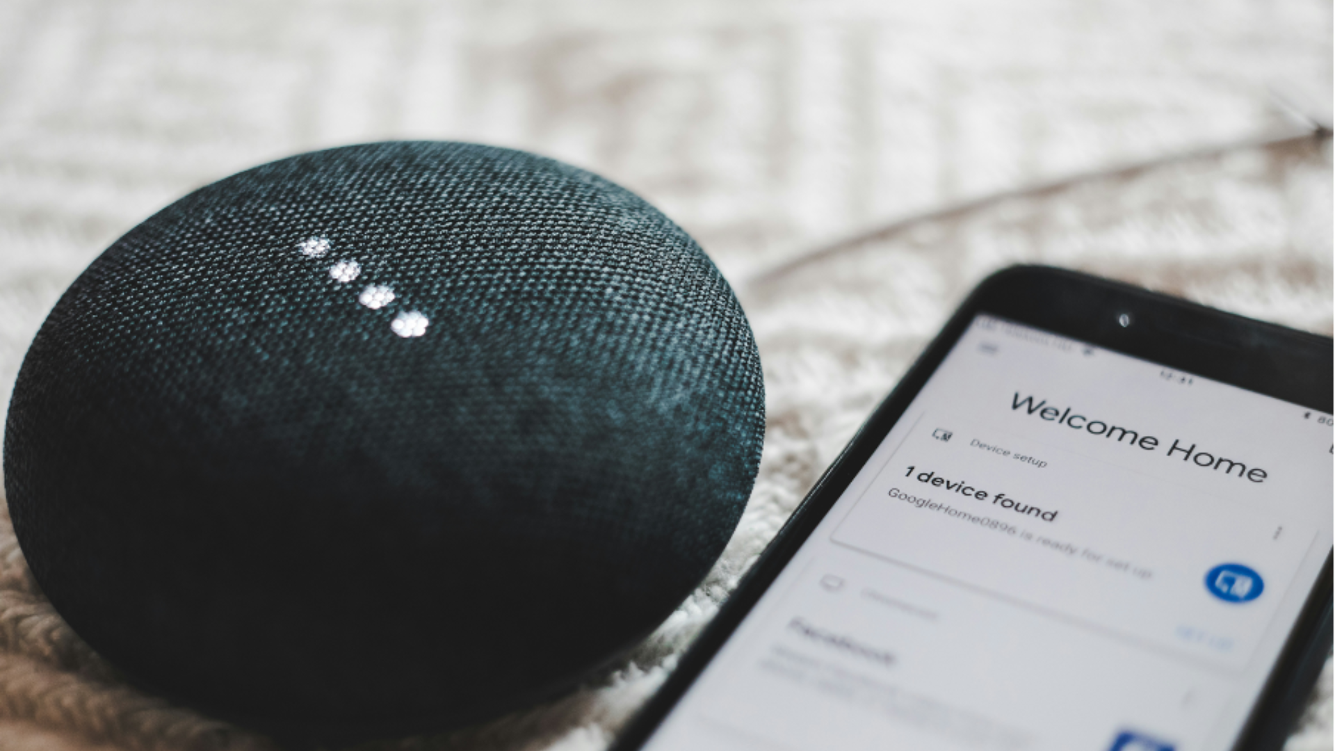 smart home device next to cell phone