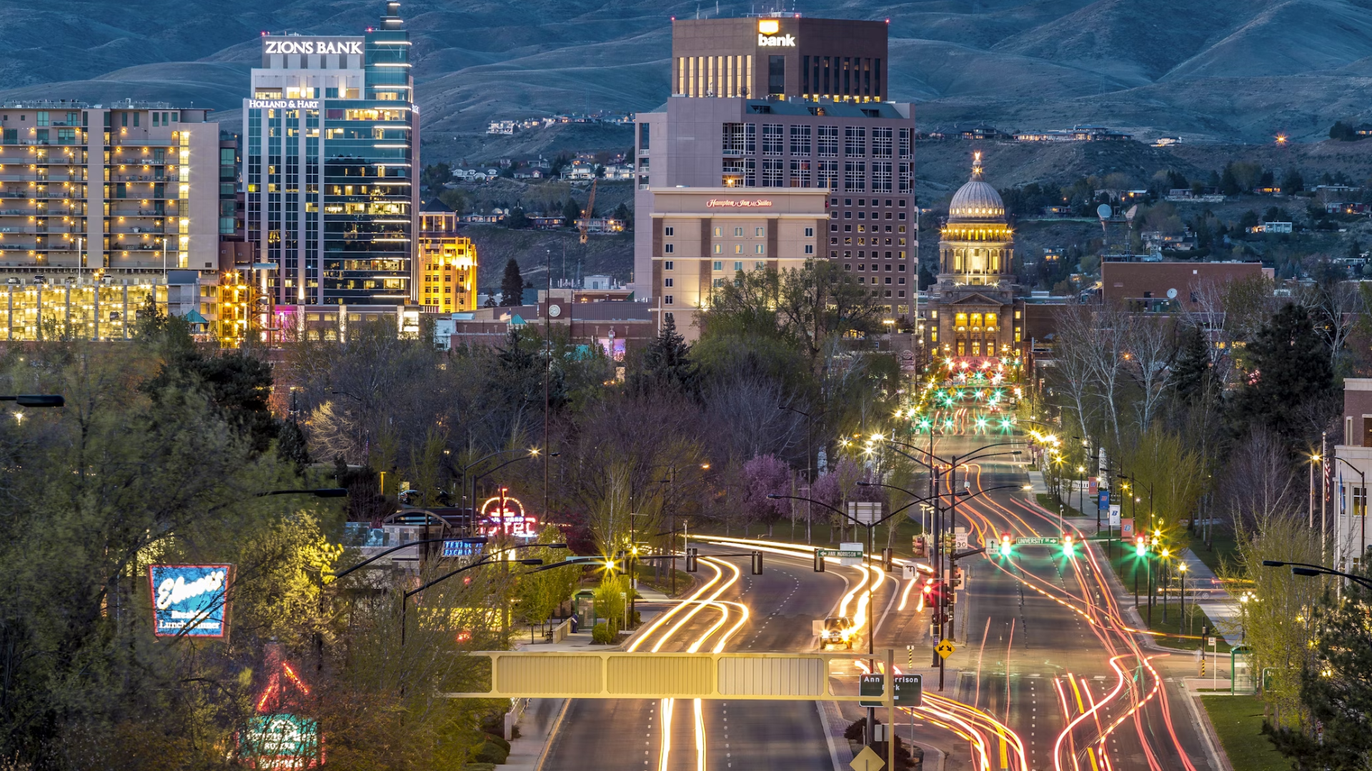 boise down town at night